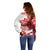 Canada Flag Off Shoulder Sweater Caribou Design with National Symbol
