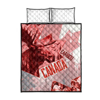 Canada Flag Quilt Bed Set Caribou Design with National Symbol