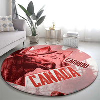 Canada Flag Round Carpet Caribou Design with National Symbol