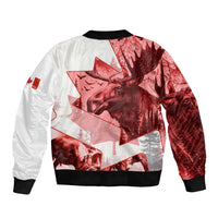 Canada Flag Sleeve Zip Bomber Jacket Caribou Design with National Symbol