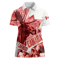 Canada Flag Women Polo Shirt Caribou Design with National Symbol