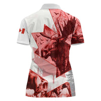 Canada Flag Women Polo Shirt Caribou Design with National Symbol