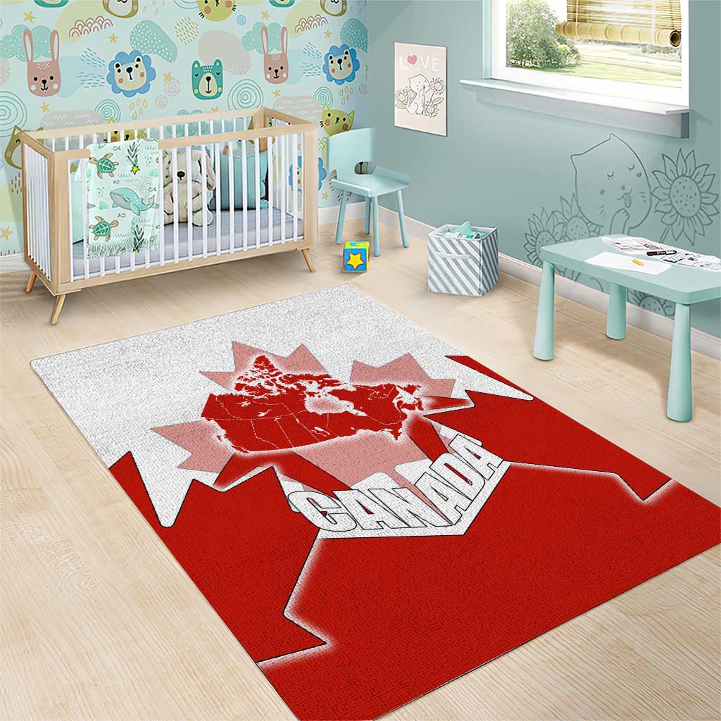 Canada Flag Area Rug National Map & Symbolic Design