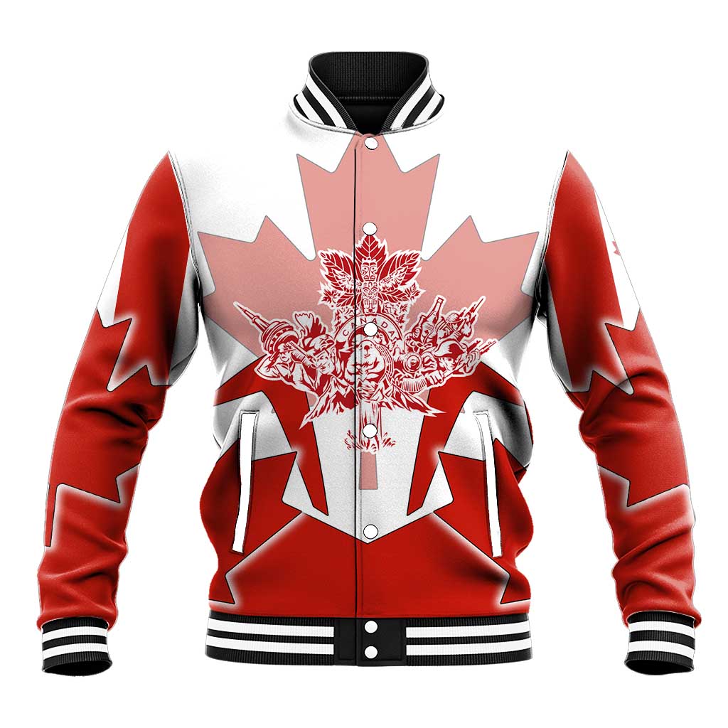 Canada Flag Baseball Jacket National Map & Symbolic Design