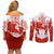Canada Flag Couples Matching Off Shoulder Short Dress and Long Sleeve Button Shirt National Map & Symbolic Design