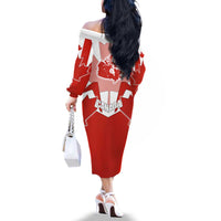 Canada Flag Family Matching Off The Shoulder Long Sleeve Dress and Hawaiian Shirt National Map & Symbolic Design