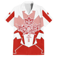 Canada Flag Family Matching Off Shoulder Short Dress and Hawaiian Shirt National Map & Symbolic Design