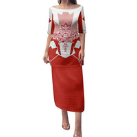 Canada Flag Family Matching Puletasi and Hawaiian Shirt National Map & Symbolic Design