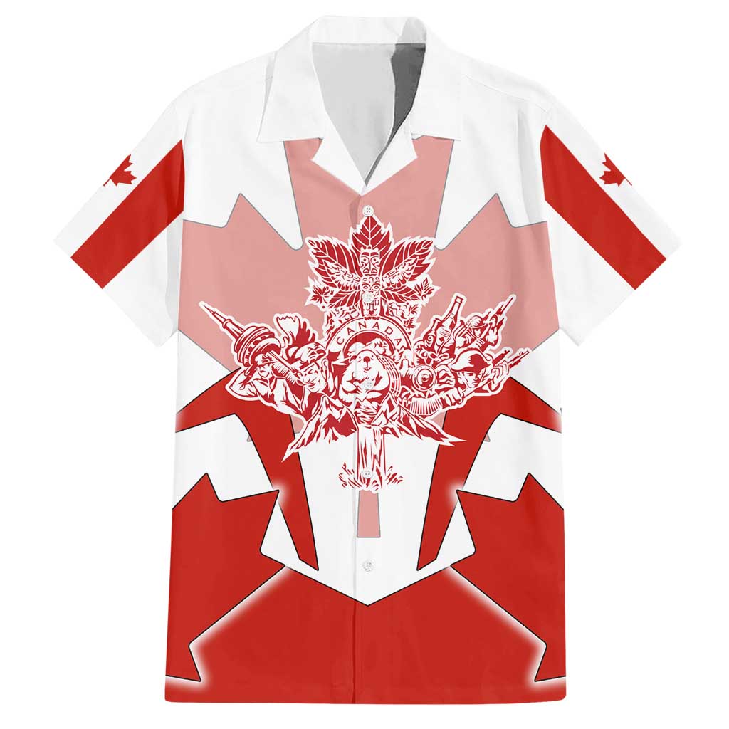 Canada Flag Family Matching Short Sleeve Bodycon Dress and Hawaiian Shirt National Map & Symbolic Design