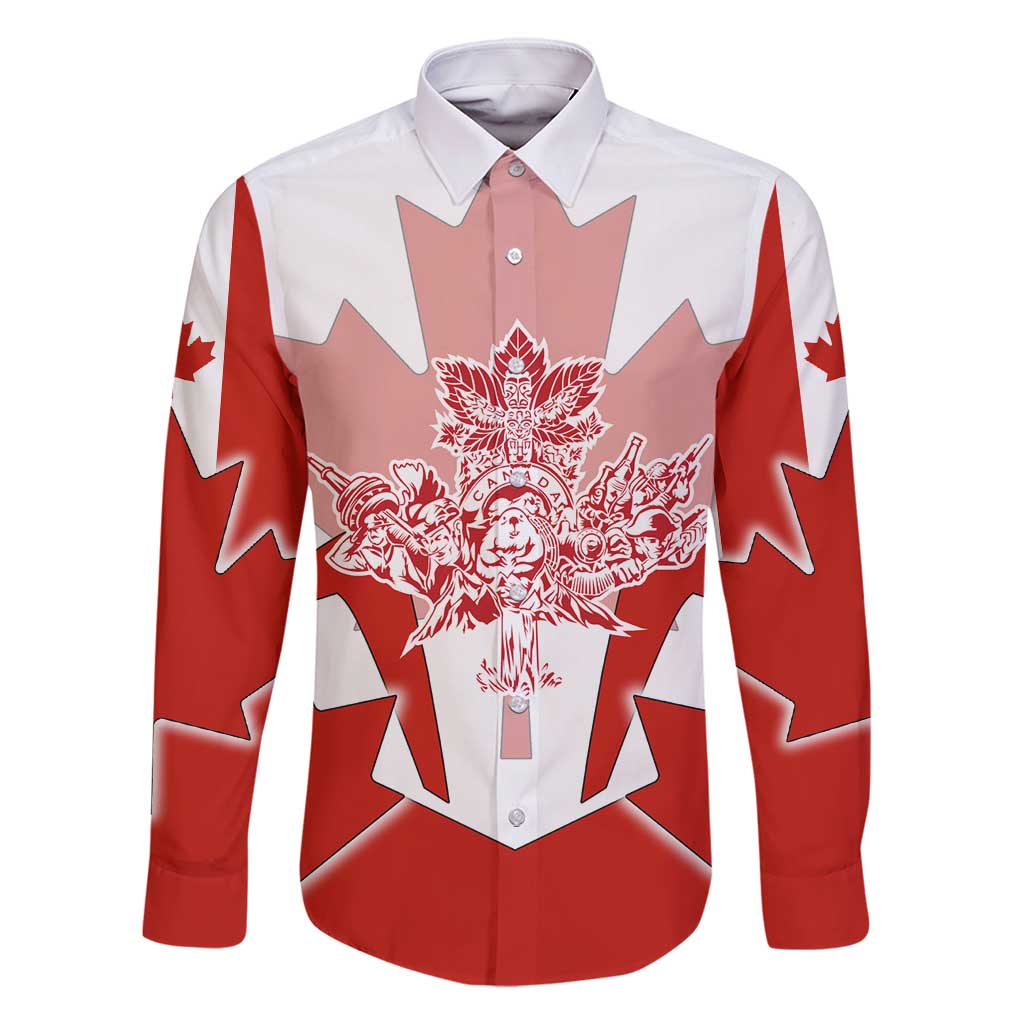 Canada Flag Family Matching Tank Maxi Dress and Hawaiian Shirt National Map & Symbolic Design