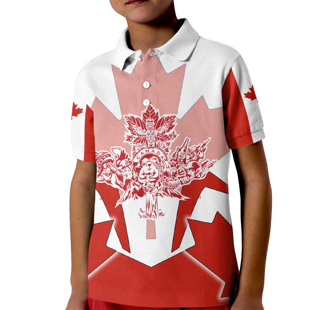 Canada Flag Kid Polo Shirt National Map & Symbolic Design