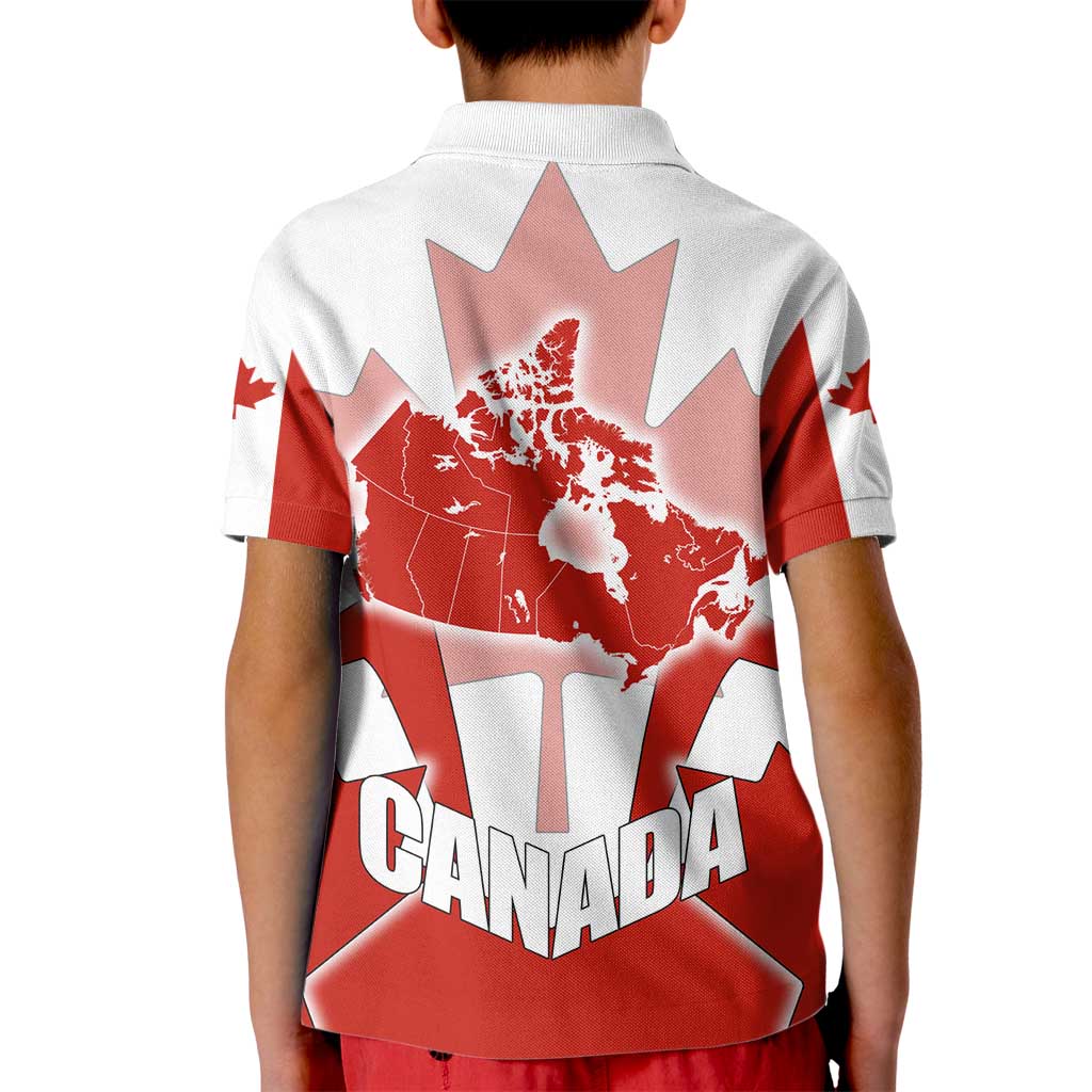 Canada Flag Kid Polo Shirt National Map & Symbolic Design
