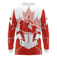 Canada Flag Long Sleeve Polo Shirt National Map & Symbolic Design
