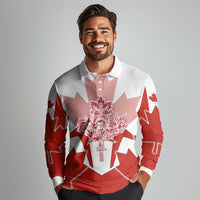 Canada Flag Long Sleeve Polo Shirt National Map & Symbolic Design