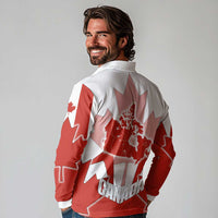 Canada Flag Long Sleeve Polo Shirt National Map & Symbolic Design