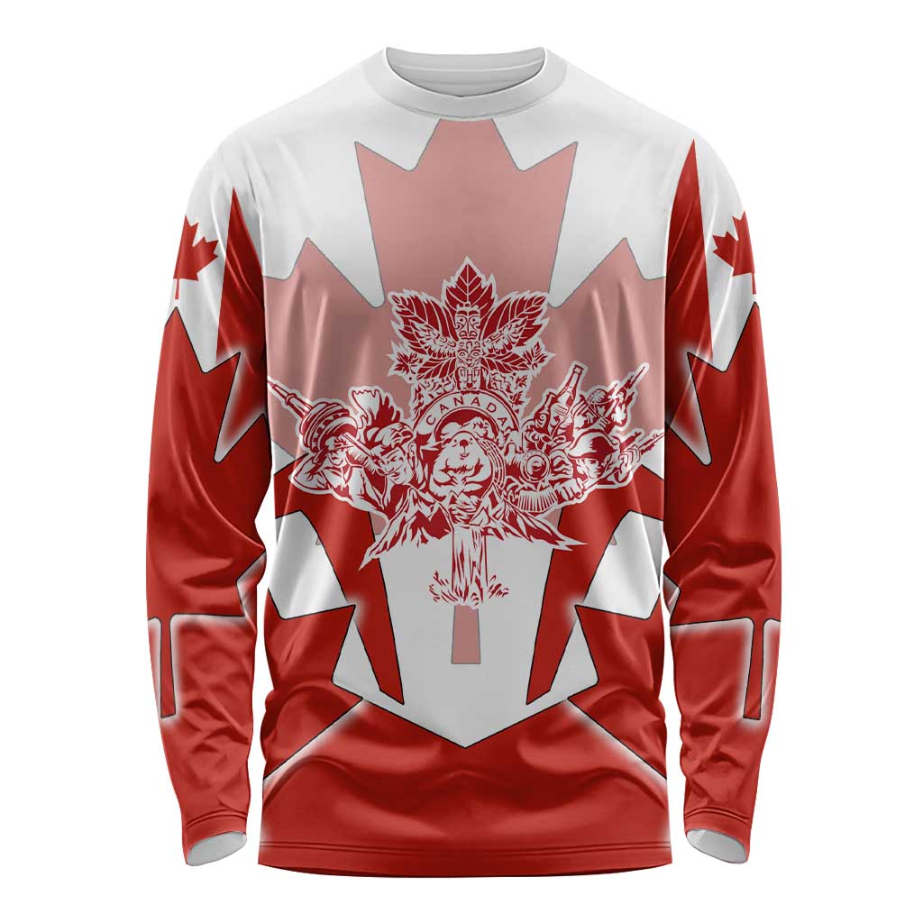 Canada Flag Long Sleeve Shirt National Map & Symbolic Design