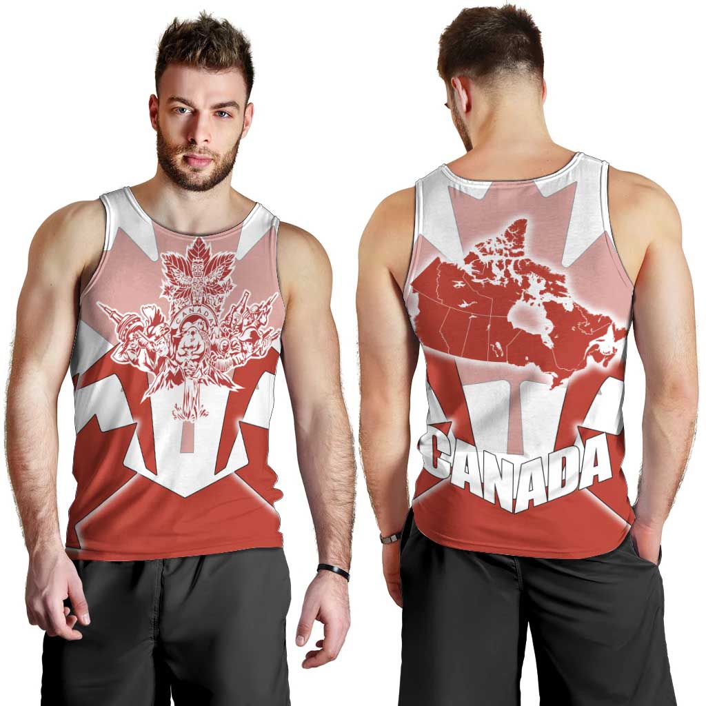 Canada Flag Men Tank Top National Map & Symbolic Design