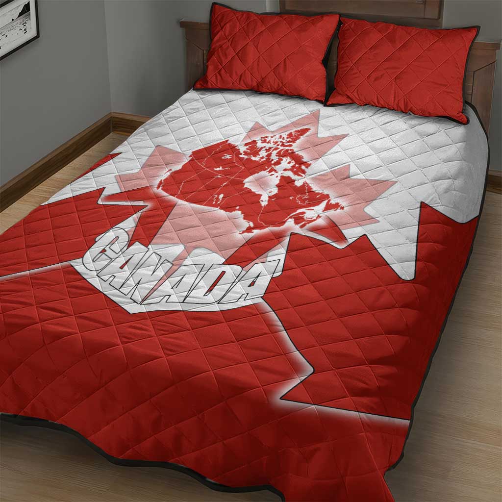 Canada Flag Quilt Bed Set National Map & Symbolic Design