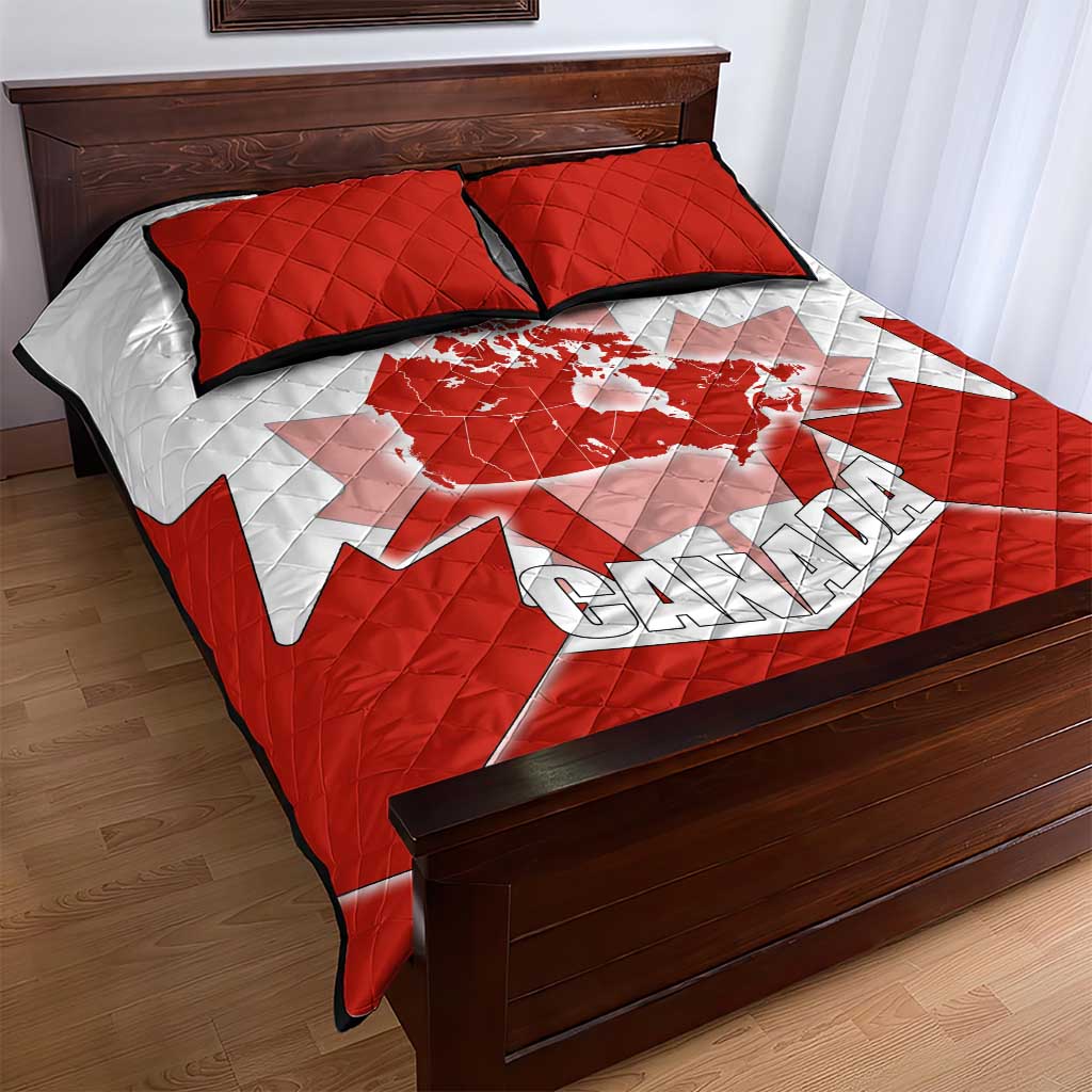 Canada Flag Quilt Bed Set National Map & Symbolic Design