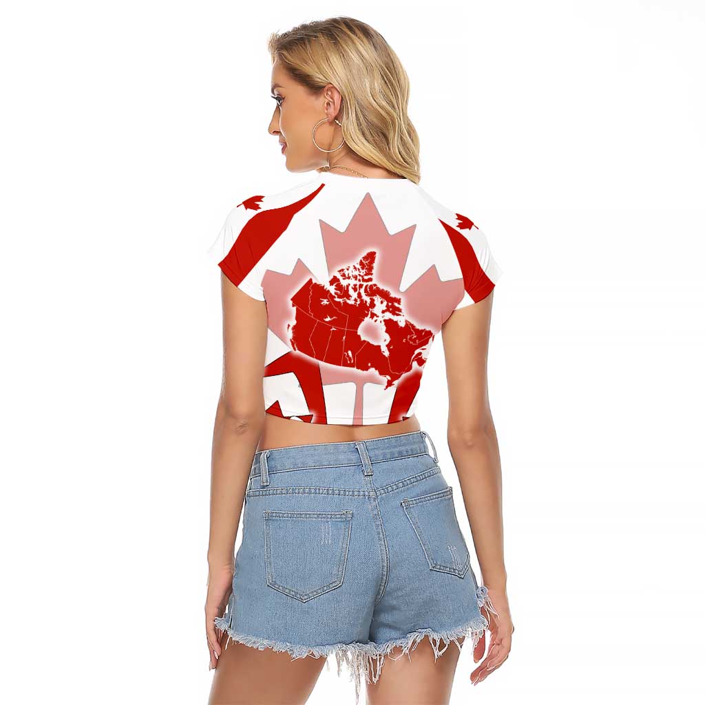 Canada Flag Raglan Cropped T Shirt National Map & Symbolic Design