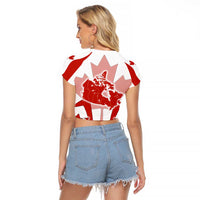 Canada Flag Raglan Cropped T Shirt National Map & Symbolic Design