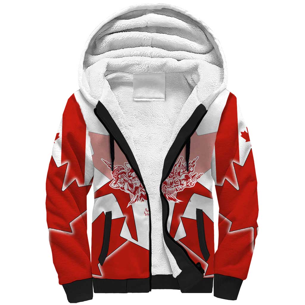 Canada Flag Sherpa Hoodie National Map & Symbolic Design
