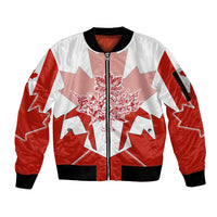 Canada Flag Sleeve Zip Bomber Jacket National Map & Symbolic Design