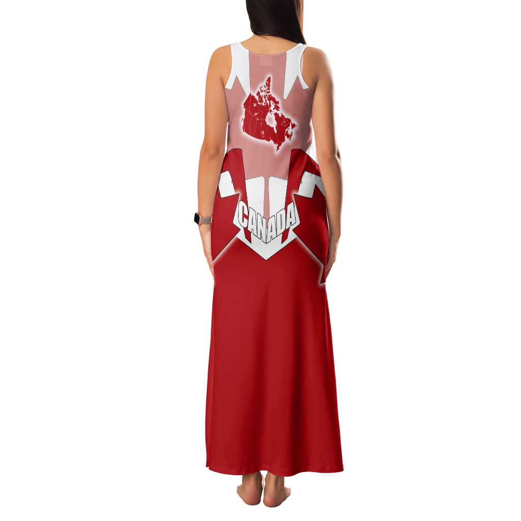 Canada Flag Tank Maxi Dress National Map & Symbolic Design