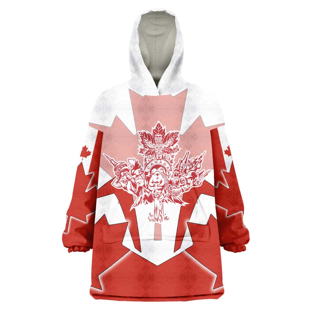 Canada Flag Wearable Blanket Hoodie National Map & Symbolic Design