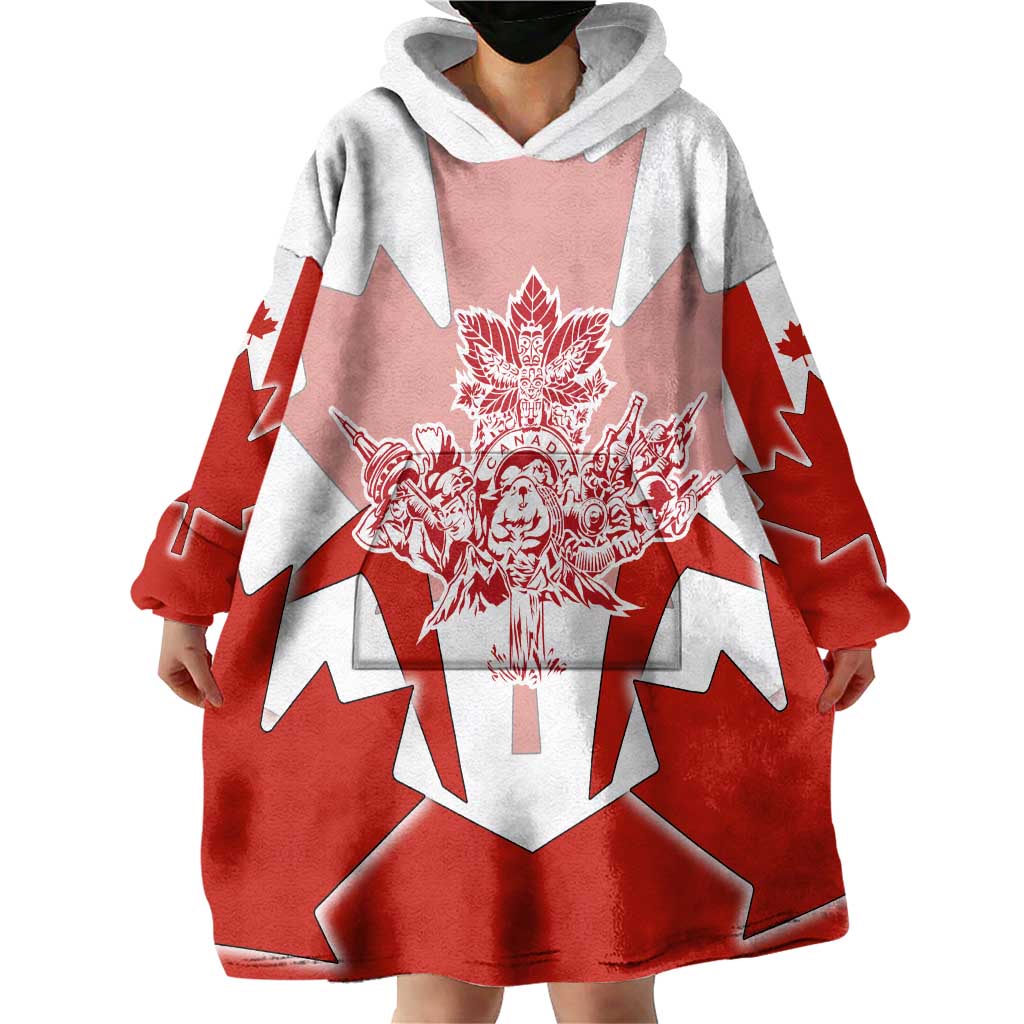 Canada Flag Wearable Blanket Hoodie National Map & Symbolic Design
