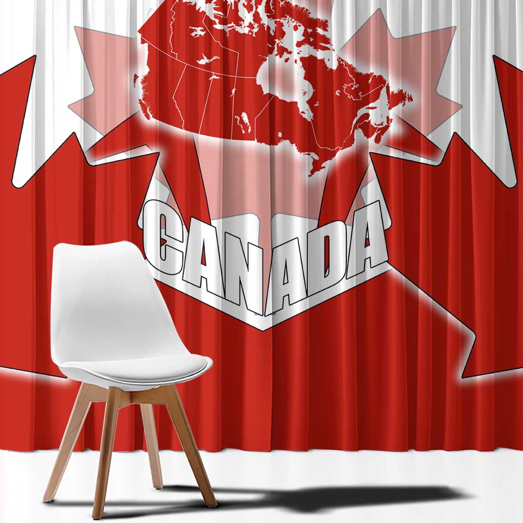 Canada Flag Window Curtain National Map & Symbolic Design