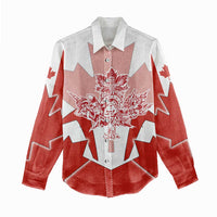 Canada Flag Women Casual Shirt National Map & Symbolic Design