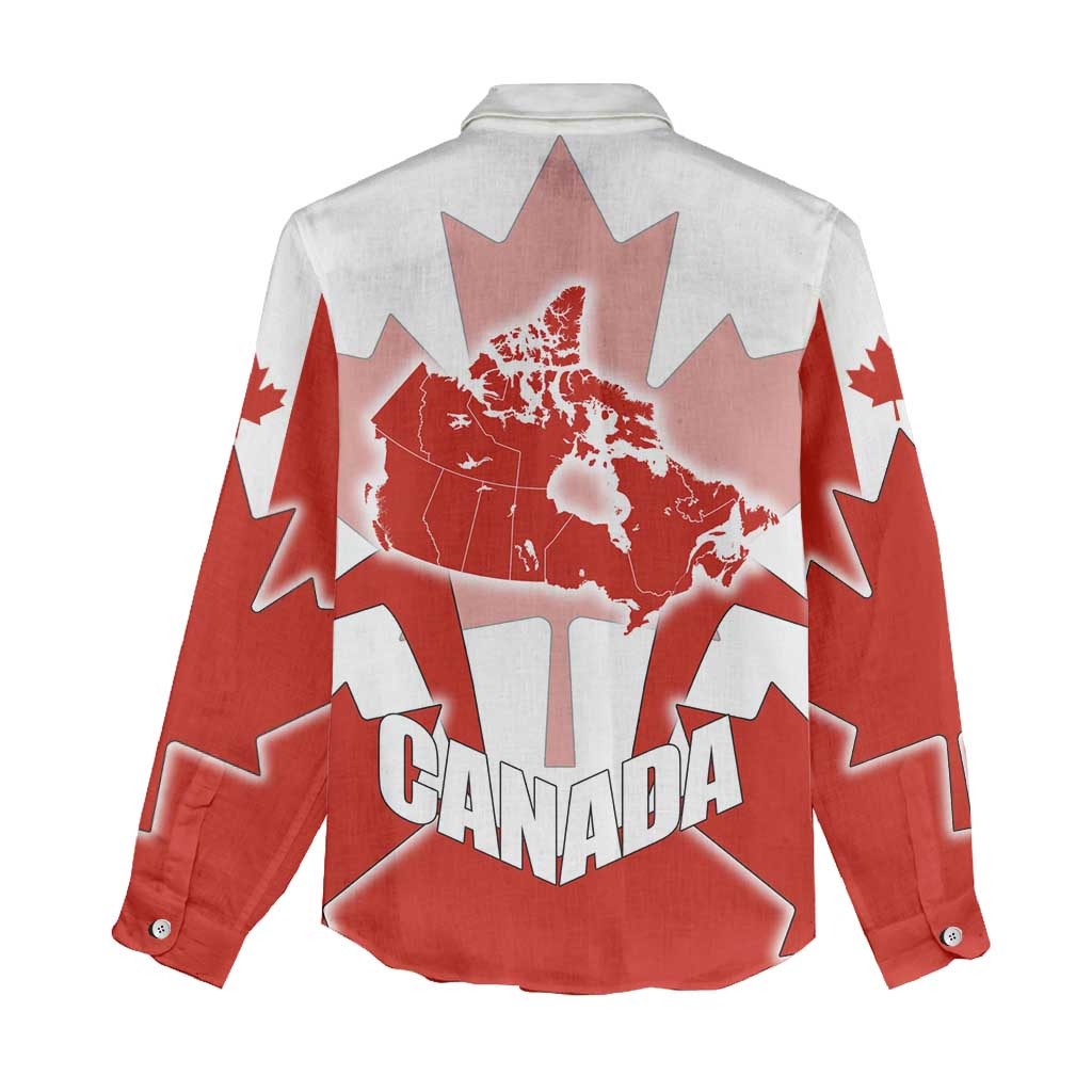 Canada Flag Women Casual Shirt National Map & Symbolic Design