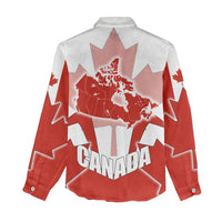 Canada Flag Women Casual Shirt National Map & Symbolic Design