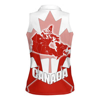 Canada Flag Women Sleeveless Polo Shirt National Map & Symbolic Design