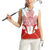Canada Flag Women Sleeveless Polo Shirt National Map & Symbolic Design