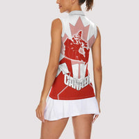 Canada Flag Women Sleeveless Polo Shirt National Map & Symbolic Design