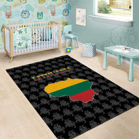 Lithuania Map Combined with National Coat of Arms Area Rug Patriotic Design