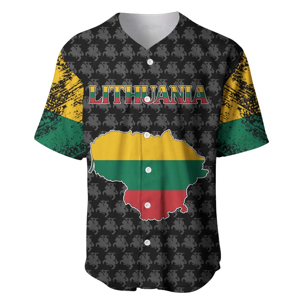 Lithuania Map Combined with National Coat of Arms Baseball Jersey Patriotic Design