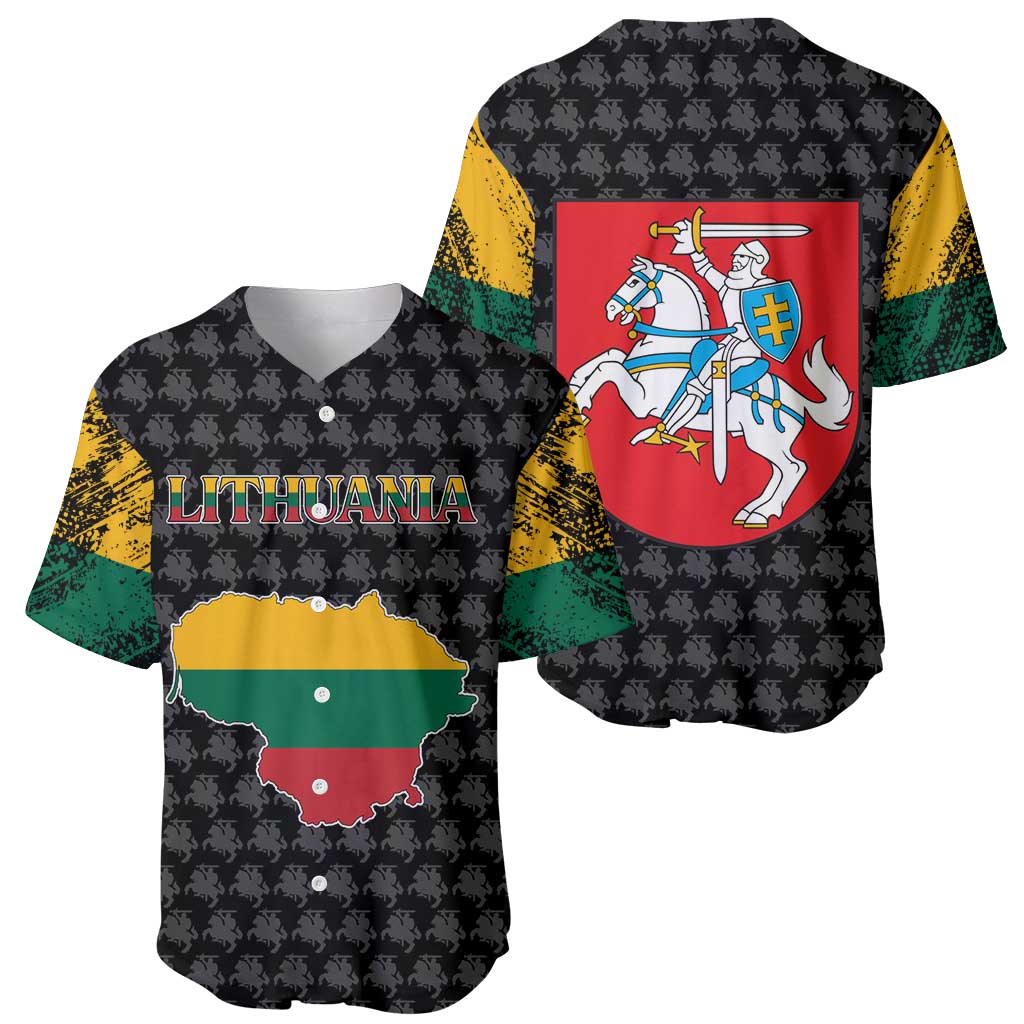 Lithuania Map Combined with National Coat of Arms Baseball Jersey Patriotic Design