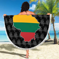 Lithuania Map Combined with National Coat of Arms Beach Blanket Patriotic Design