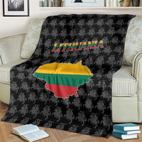 Lithuania Map Combined with National Coat of Arms Blanket Patriotic Design