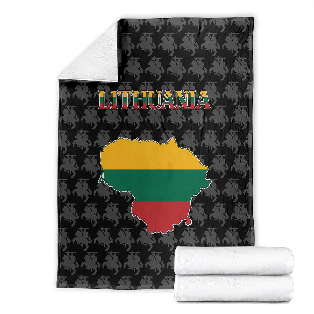 Lithuania Map Combined with National Coat of Arms Blanket Patriotic Design