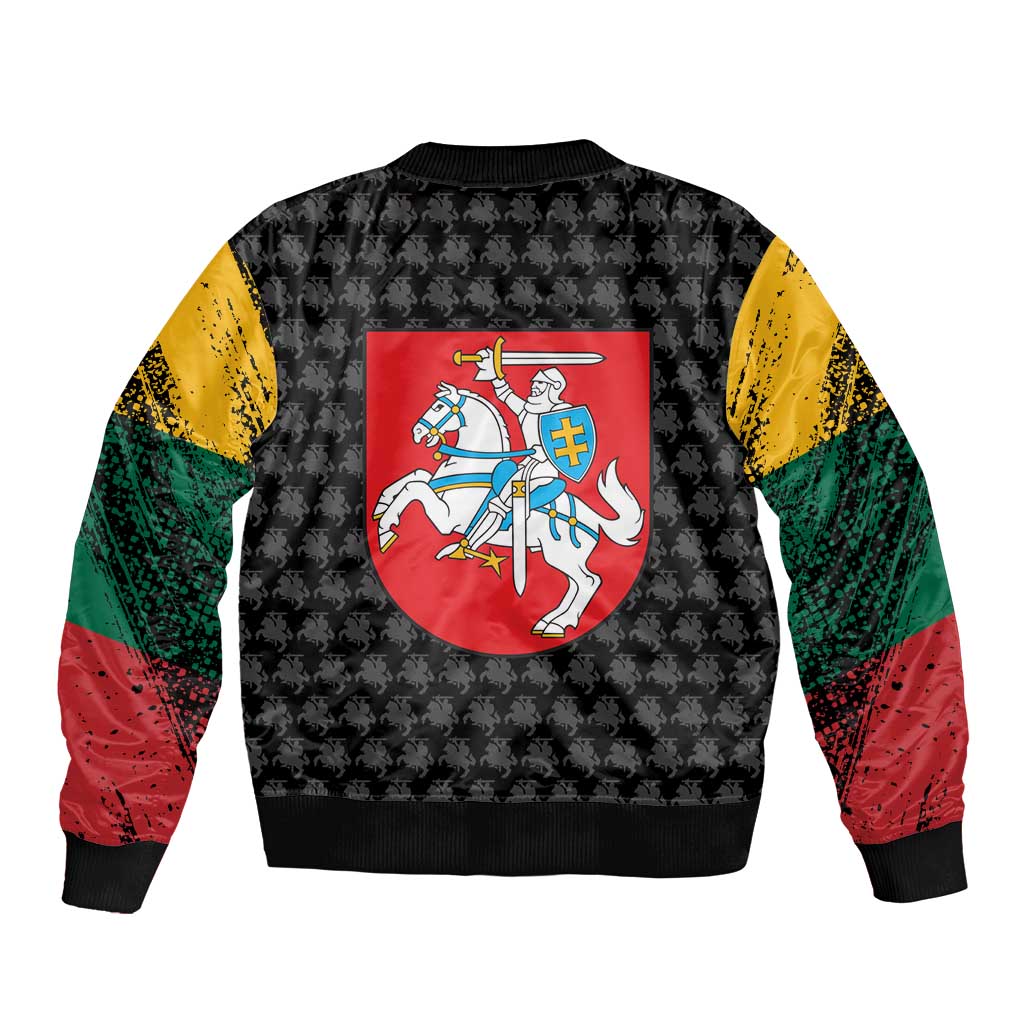 Lithuania Map Combined with National Coat of Arms Bomber Jacket Patriotic Design