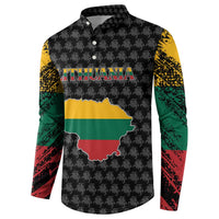 Lithuania Map Combined with National Coat of Arms Button Sweatshirt Patriotic Design