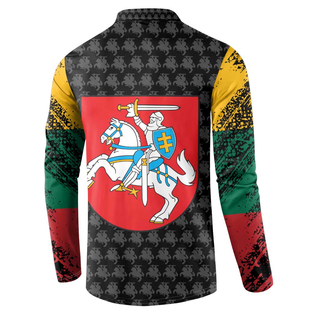Lithuania Map Combined with National Coat of Arms Button Sweatshirt Patriotic Design