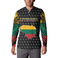 Lithuania Map Combined with National Coat of Arms Button Sweatshirt Patriotic Design