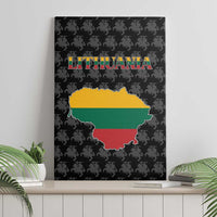 Lithuania Map Combined with National Coat of Arms Canvas Wall Art Patriotic Design