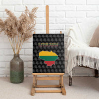 Lithuania Map Combined with National Coat of Arms Canvas Wall Art Patriotic Design