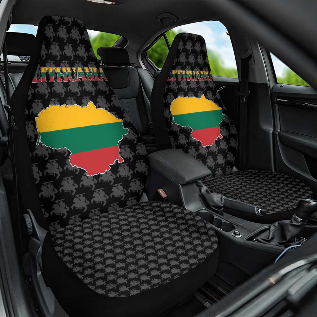 Lithuania Map Combined with National Coat of Arms Car Seat Cover Patriotic Design